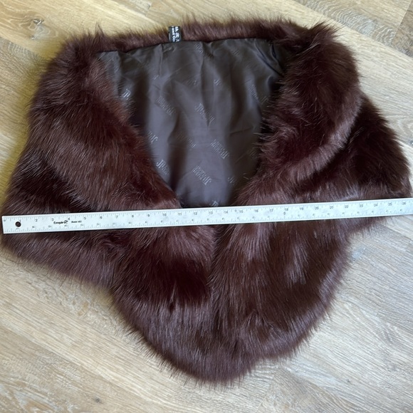 Faux Fur Neck Wrap brown evening dressy one size - Picture 11 of 12